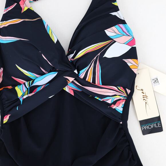 Profile By Gottex Women Floral Underwire Tummy Control Halter Swimdress Size 10 - Picture 4 of 6